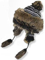 Women's Peruvian Style Knit/Furry Earflap Hat