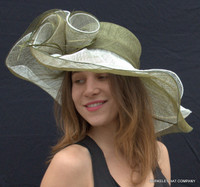 Olive and White Soft Straw Hat for the Kentucky Derby