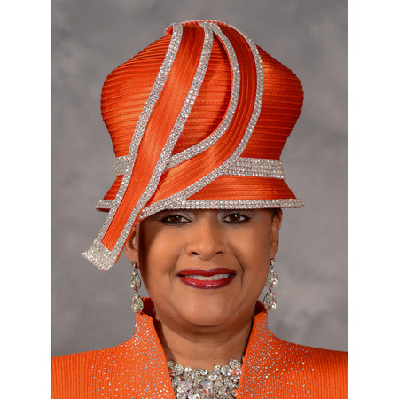 Orange Bubble Crown Church Hat by Scruples, Eve Andrea