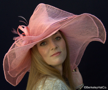 Pink Sinamay Large Brim Wedding Hat.