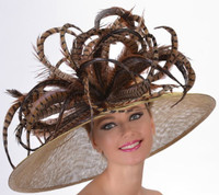 Off To The Races Derby Hat in Brown and Gold.
