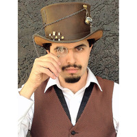 Steampunk Leather Top Hat, "Trinket"