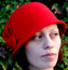 Felt Cloche Hat in red