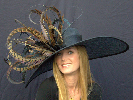 #1 Winner's Circle Feathered Derby Hat in natural black.