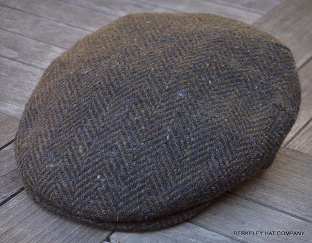 Irish Wool Flat Cap, Green Herringbone