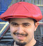 Leather Big Apple Cap in red
