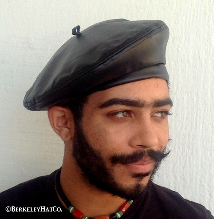 mens leather beret hats