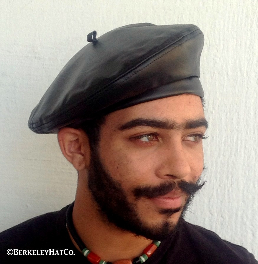 leather black beret