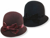 Wool Cloche with Velvet Bow color options