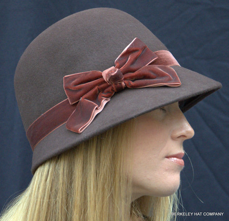 Wool Cloche with Velvet Bow side view