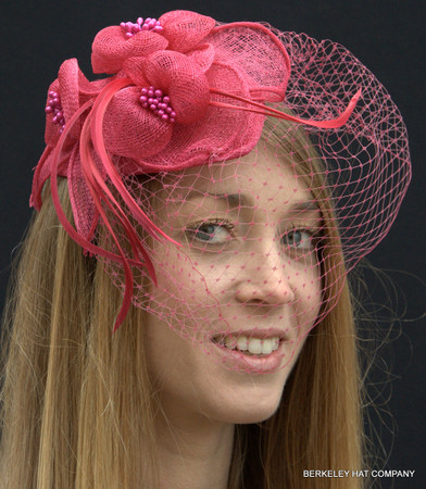 British Wedding Fascinator Hat pink