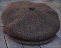Irish Newsboy Cap, Brown Wool Barleycorn Tweed