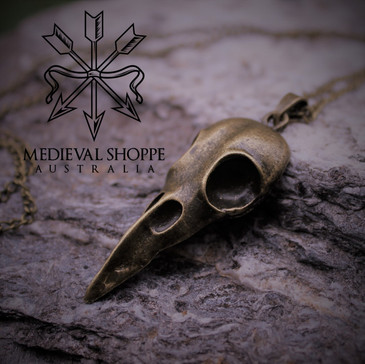 Bronze Odin Raven Skull Pendant