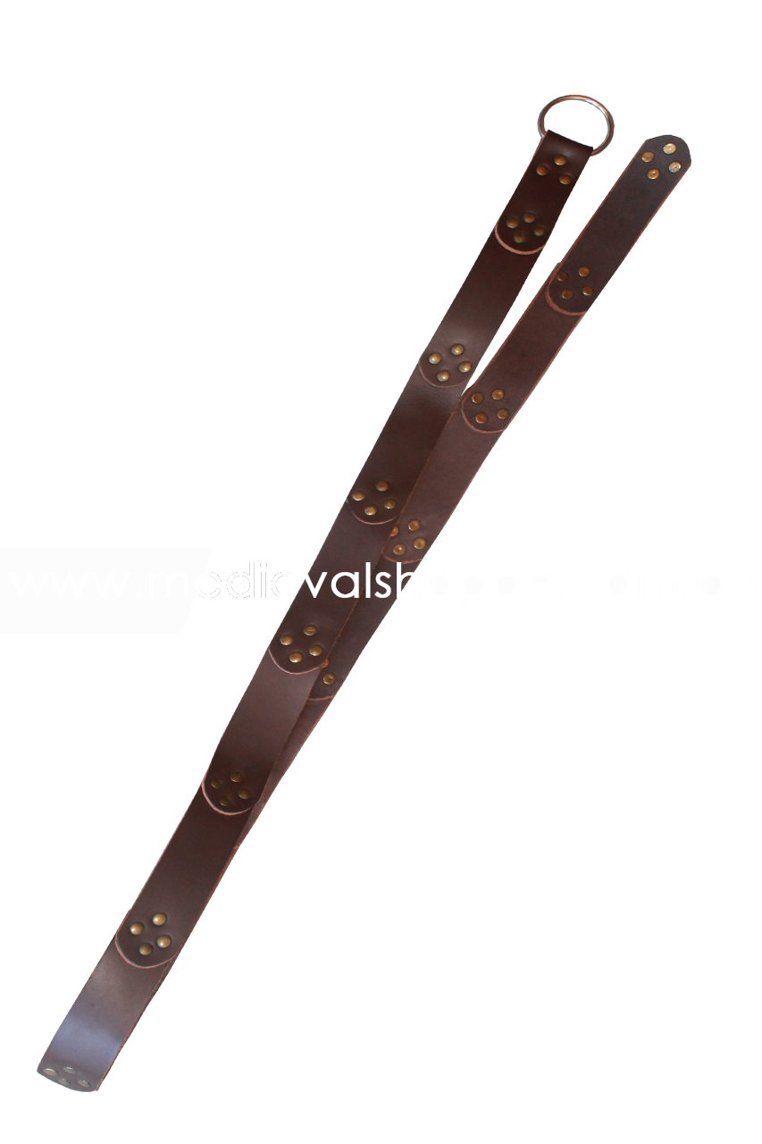 Brown Leather Studded & Segmented Medieval Belt 