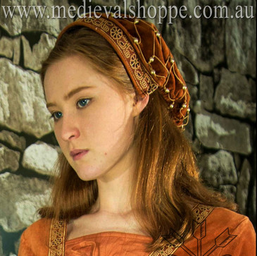 Noblewoman's snood: late medieval cap/hairnet (terracotta) 