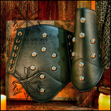 Leather Vambraces with Domed Studs (Arm Guards, Bracers)