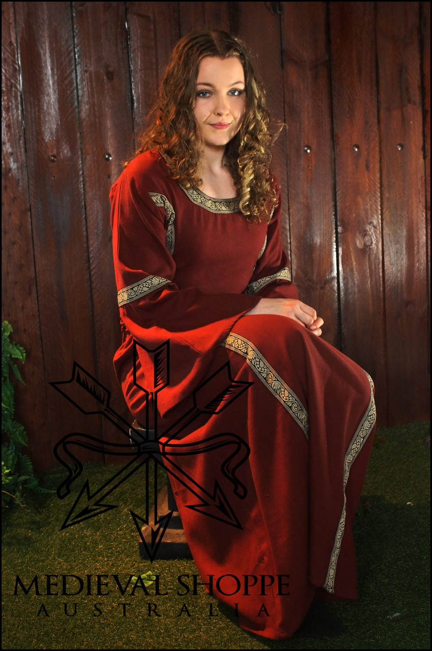 Red Early Medieval Dress - Medium Size 12/14 