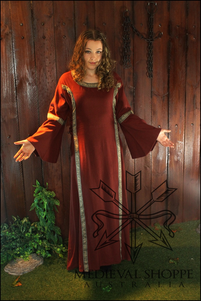 Red Early Medieval Dress - Medium Size 12/14 