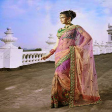 Saree in Light Orange & Pink Shade