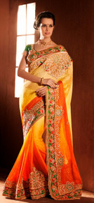 Yellow Orange Saree