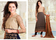 Royal Blue & Beige Salwaar Kameez