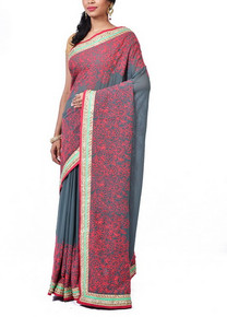 Grey Chiffon Saree