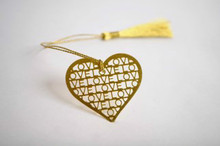 Metal Bookmark in Heat Shape with Love cut-outs 