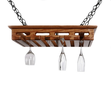 Wine Glass Rack in Solid Red Oak - 12+ Glasses 