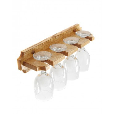 Wall Mount Wine Glass Rack in Solid Red Oak