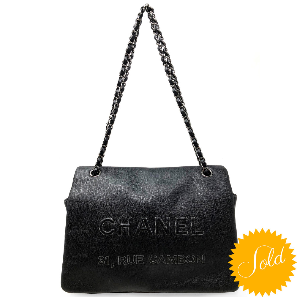 Pre-owned Chanel Cambon Line Crossbody Shoulder Bag In Black