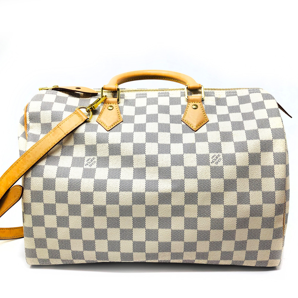 LOT:372  LOUIS VUITTON - a Damier Azur Speedy 35 handbag.