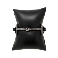 Hermes Silver Horsebit Bracelet with Black Leather