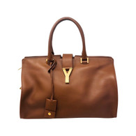 YSL Brown Leather "Cabas Y-Ligne" Purse