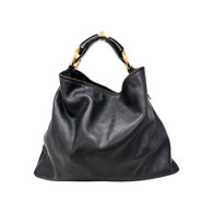 Gucci Black Leather Tote with Gold Circles