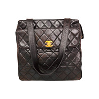 Chanel Dark Brown Square Quilted Leather Purse