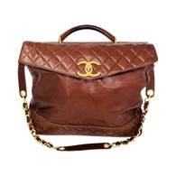 Chanel Brown Quilted Leather CC Purse