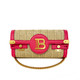 Balmain B-Buzz 23 purse in straw and deep pink leather