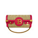 Balmain B-Buzz 23 purse in straw and deep pink leather