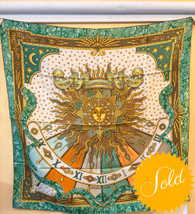 Private Listing Hermes “Carpe Diem” Green Cream Silk Scarf
