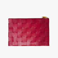 Bottega Venetta Red Leather Woven Clutch