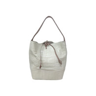 Nancy Gonzalez Cream Crocodile Purse