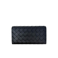 Bottega Veneta Black Leather Woven Wallet