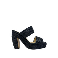 Bottega Veneta Black Woven Straw Heels