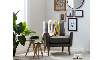 Forte Leather Armchair - Charcoal