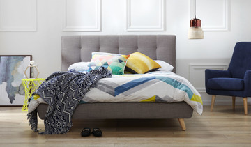 Sicily Fabric Upholstered King Bed Light Grey