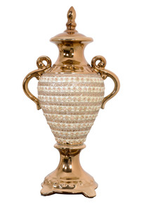 Amber Floral Lidded Trophy Urn