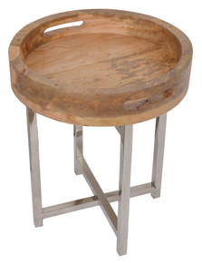 Mangoo Natural Tray Side Table Stainless
