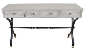 Mystique Gray Industrial Design 3 Drawer Console Table
