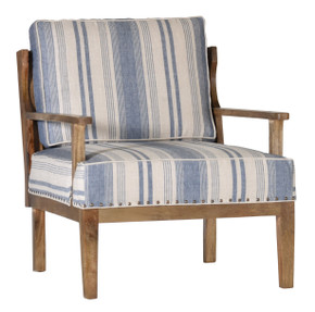 Nail Trim Brecken Blue and White Striped Chair
