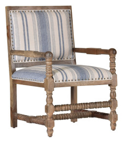 Lamforde Blue and Beige Striped Arm Chair